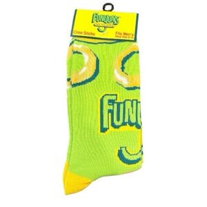 Funyuns Neon Green Crew Socks with Yellow Accents - Men